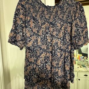 Lucky Brand Navy Floral Blouse